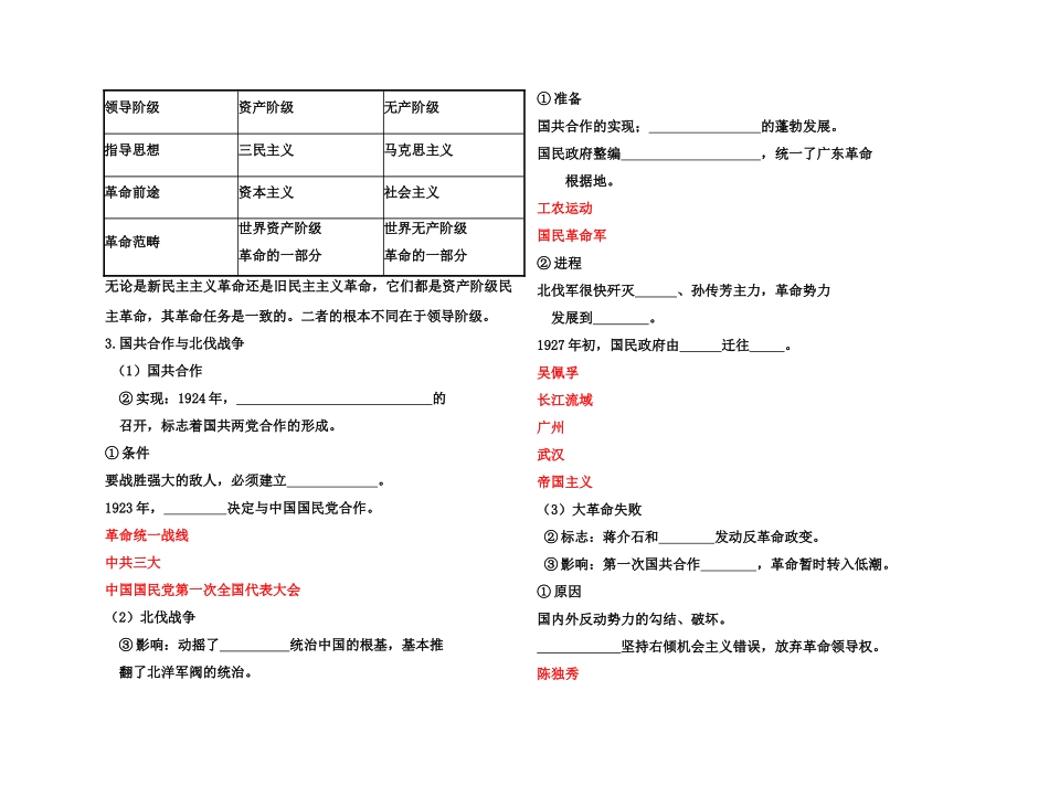 【高效课堂】2011年高考历史 各个击破针对性学案 新民主主义革命的崛起和国共的十年对峙总复习 新人教版_第3页