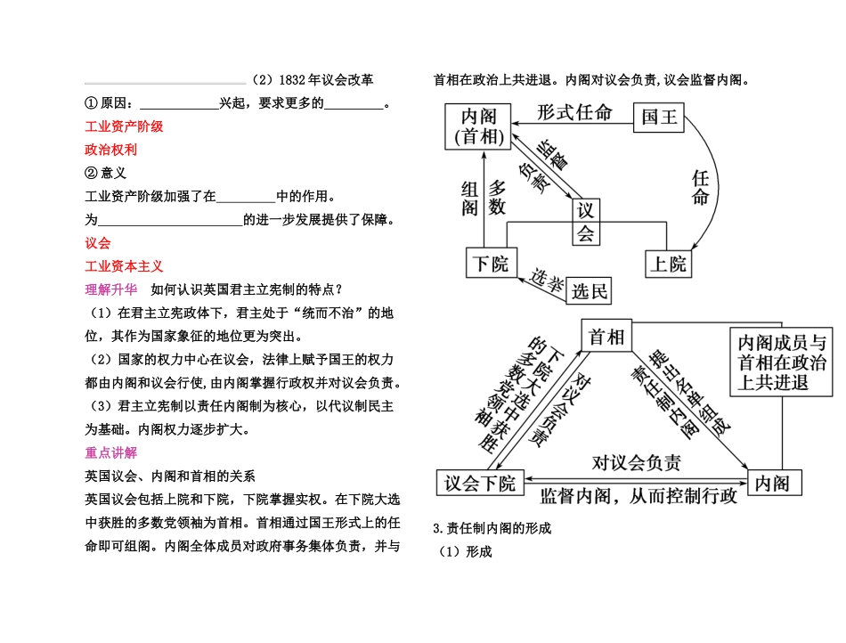 【高效课堂】2011年高考历史 各个击破针对性学案 英国君主立宪制的建立和美国联邦政府的建立总复习 新人教版_第2页