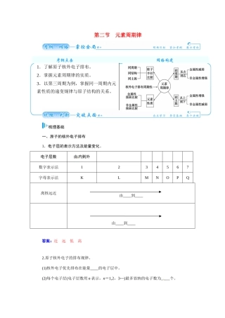 【金版学案】2015届高考化学总复习 第四章 第二节元素周期律学案