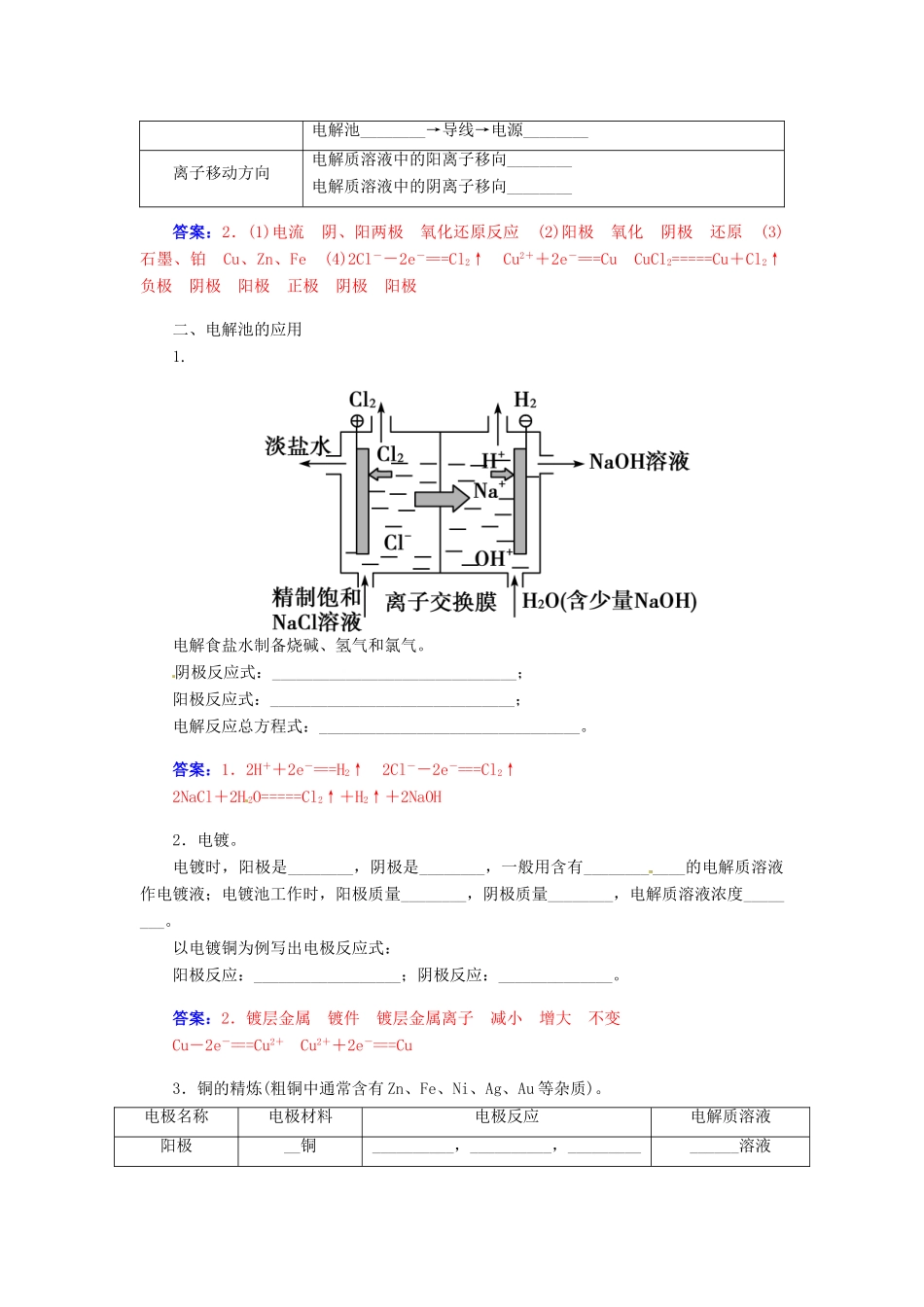 【金版学案】2015届高考化学总复习 第五章 第三节电能转化为化学能 电解学案_第2页