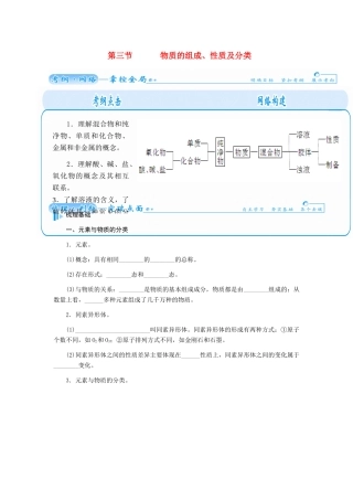 【金版学案】2015届高考化学总复习 第一章 第三节物质的组成、性质及分类学案