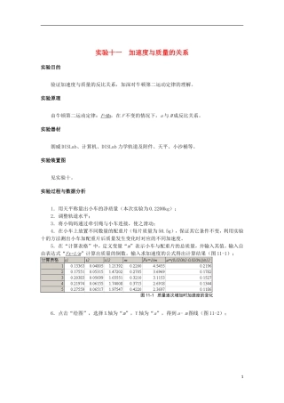 上海市2014高考物理一轮复习 实验十一 加速度与质量的关系导学案