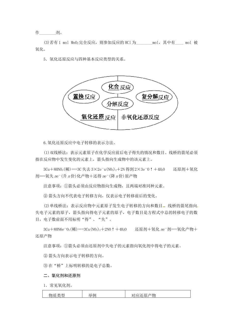 【金版学案】2015届高考化学总复习 第一章 第五节氧化还原反应学案_第2页