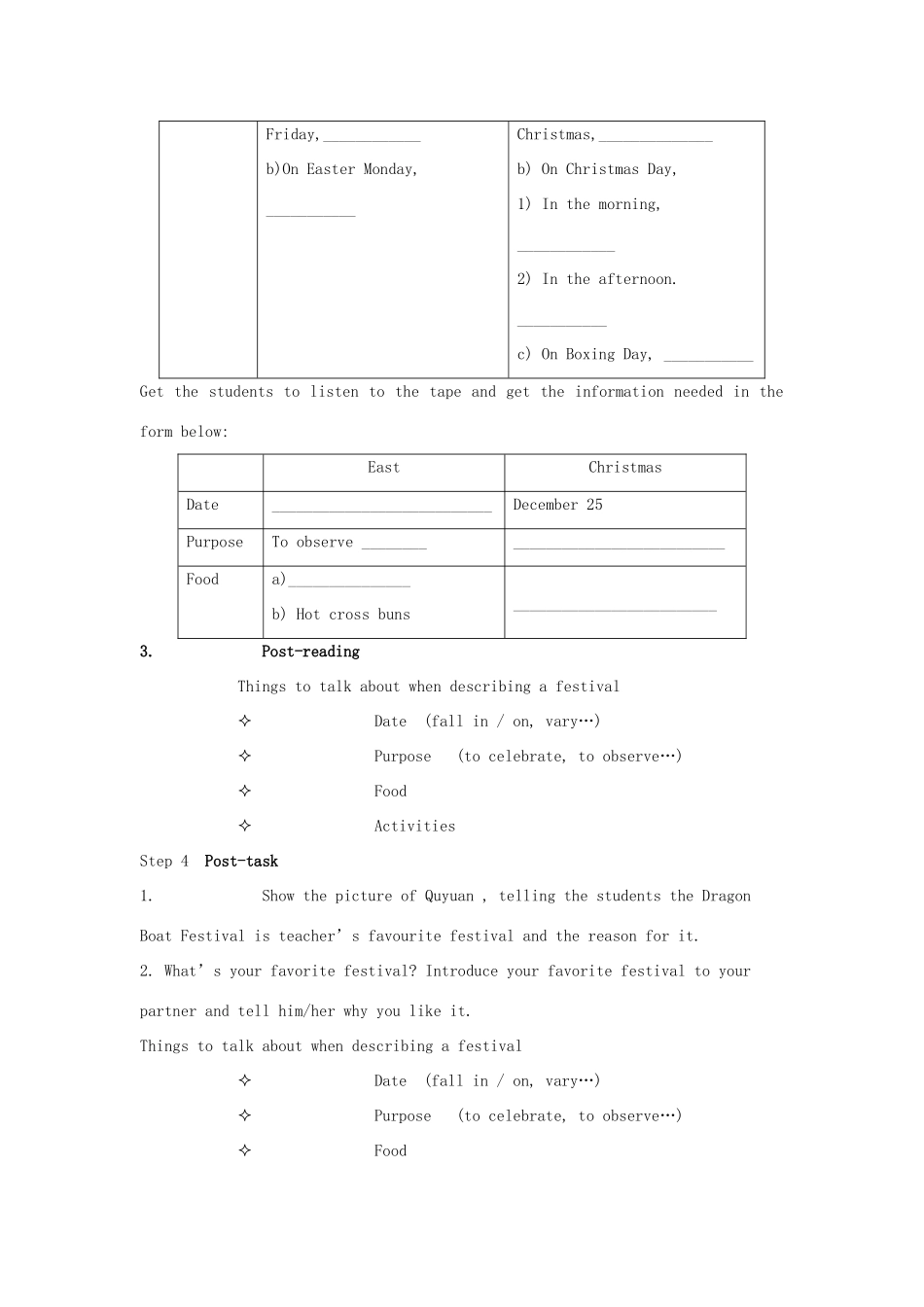 【金识源】2014高一英语上册 Unit 4 Holidays and Festivals Period 1教学设计 上海新世纪版_第2页