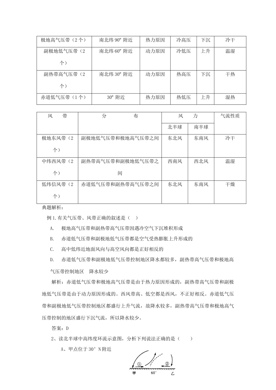 【金识源】2014年秋高中地理 2.2 气压带和风带（第1课时）学案 新人教版必修1_第2页