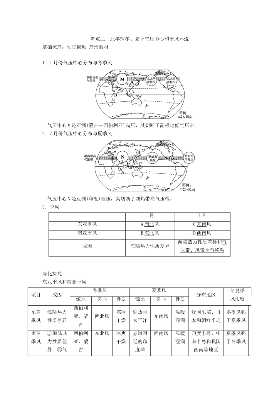 【金识源】2014年秋高中地理 2.2 气压带和风带学案 新人教版必修1_第3页