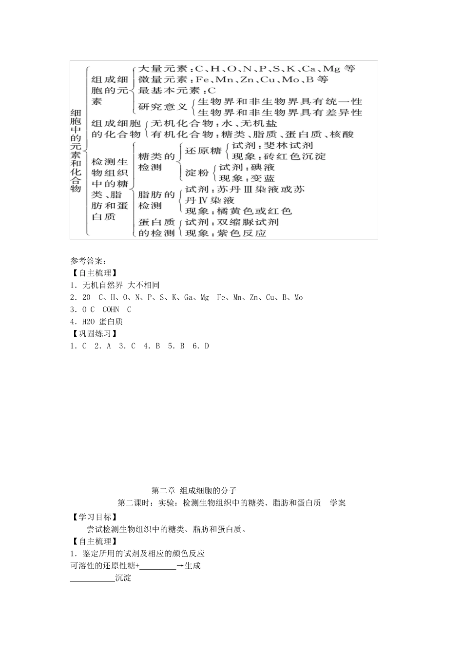 【金识源】2014年秋高中生物 2.1 细胞中的元素和化合物学案 新人教版必修1_第3页