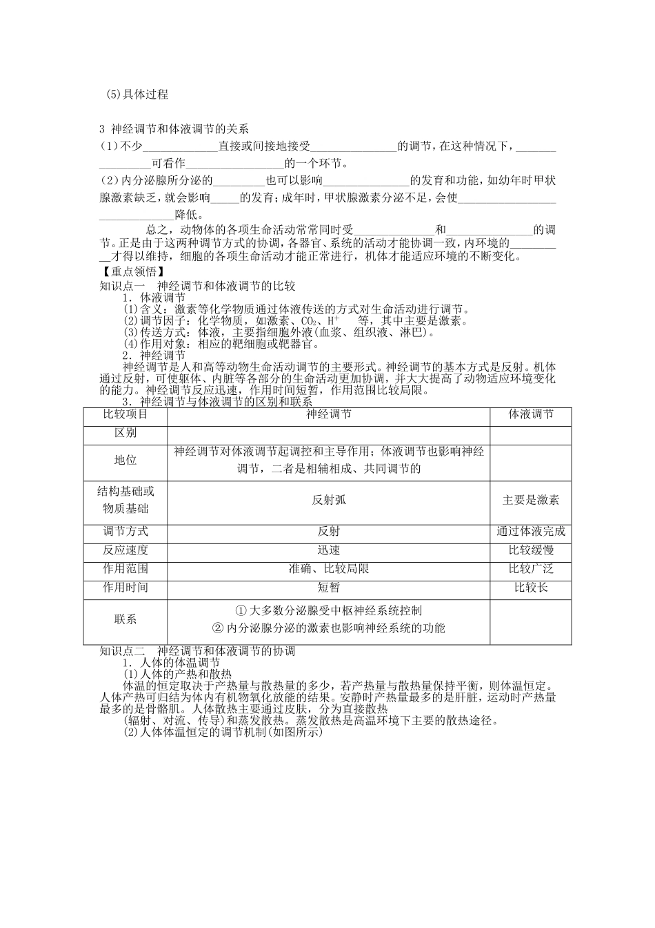 【金识源】2014年秋高中生物 2.3 神经调节和体液调节的关系学案 新人教版必修3_第2页