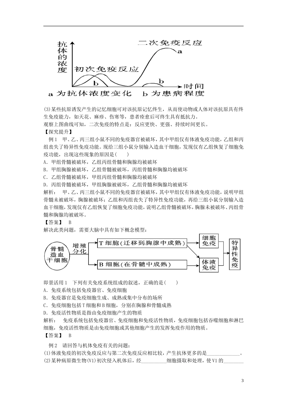 【金识源】2014年秋高中生物 2.4 免疫调节学案 新人教版必修3_第3页