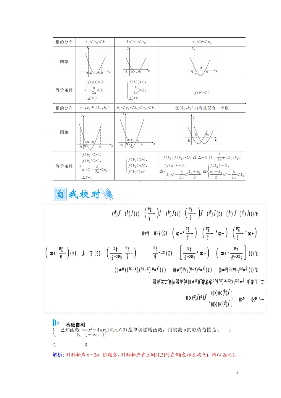【金版学案】2015届高考数学总复习 基础知识名师讲义 第二章 第四节一次函数和二次函数 理_第2页
