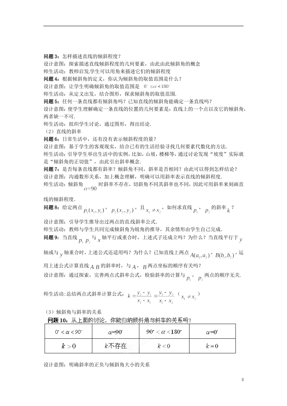 云南省德宏州梁河县一中高中数学《3.1 直线的倾斜角和斜率》教学设计 湘教版必修4_第3页
