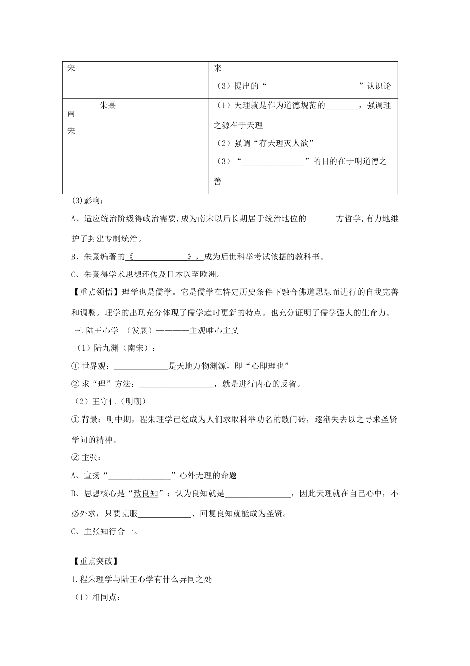 【金识源】2014年秋高中历史 1.3 宋明理学学案 新人教版必修3_第2页