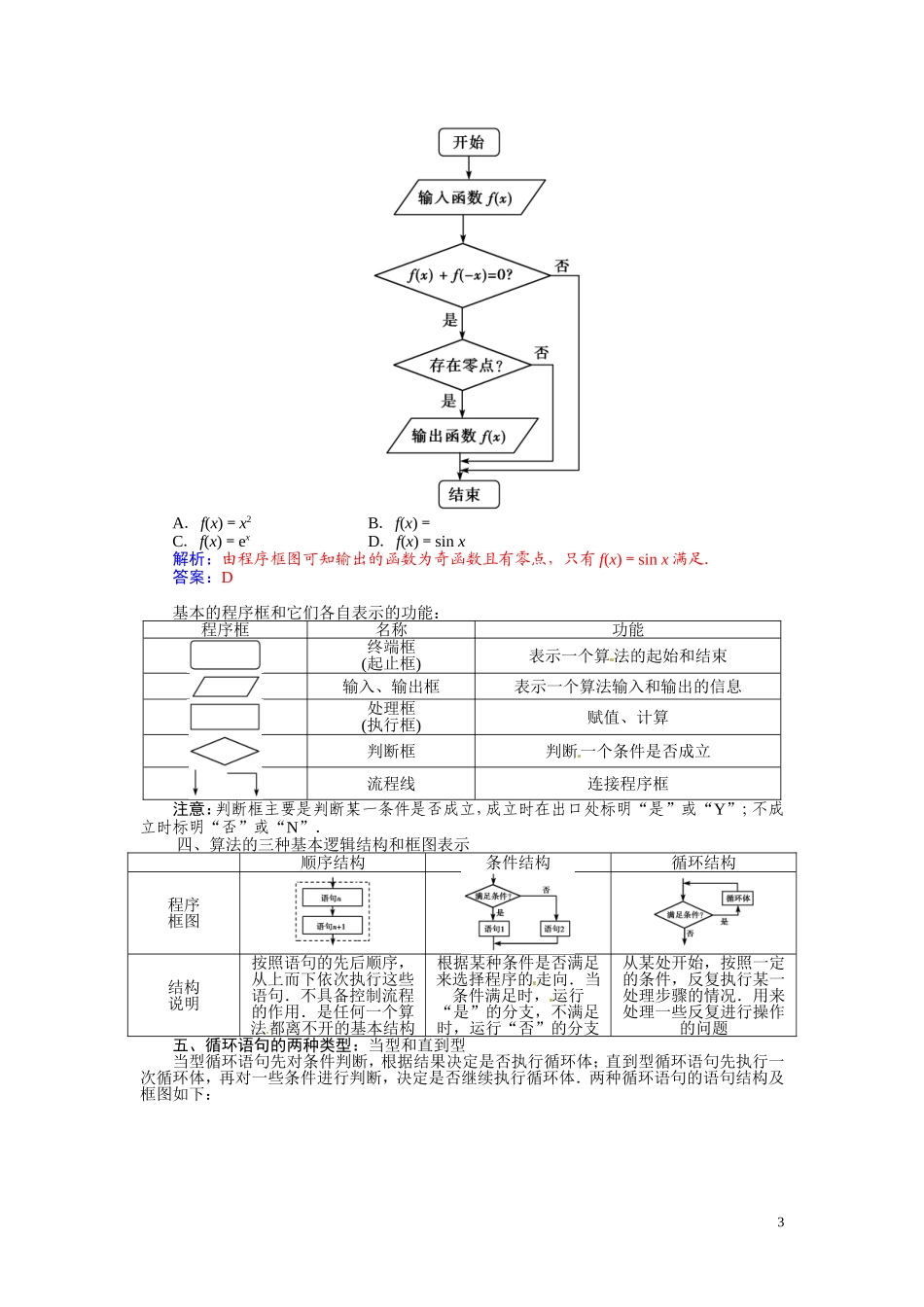 【金版学案】2015届高考数学总复习 基础知识名师讲义 第九章 第一节算法的概念与程序框图 文_第3页