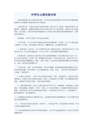 中学生心理负荷分析(精品)