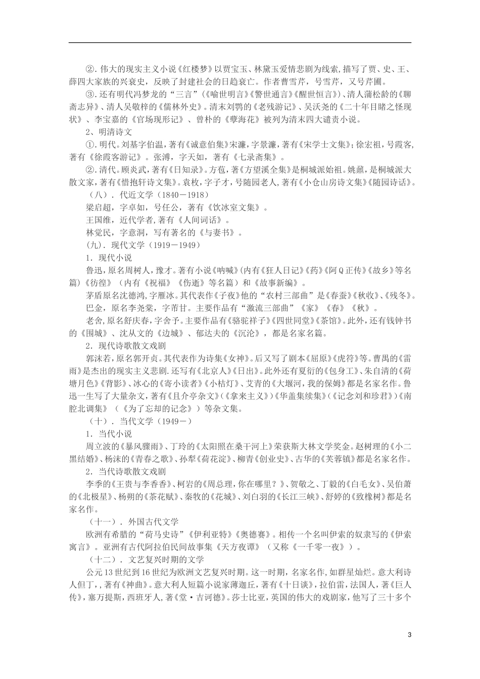 【锁定高考】2012高考语文专题复习20 文学常识总结学案_第3页