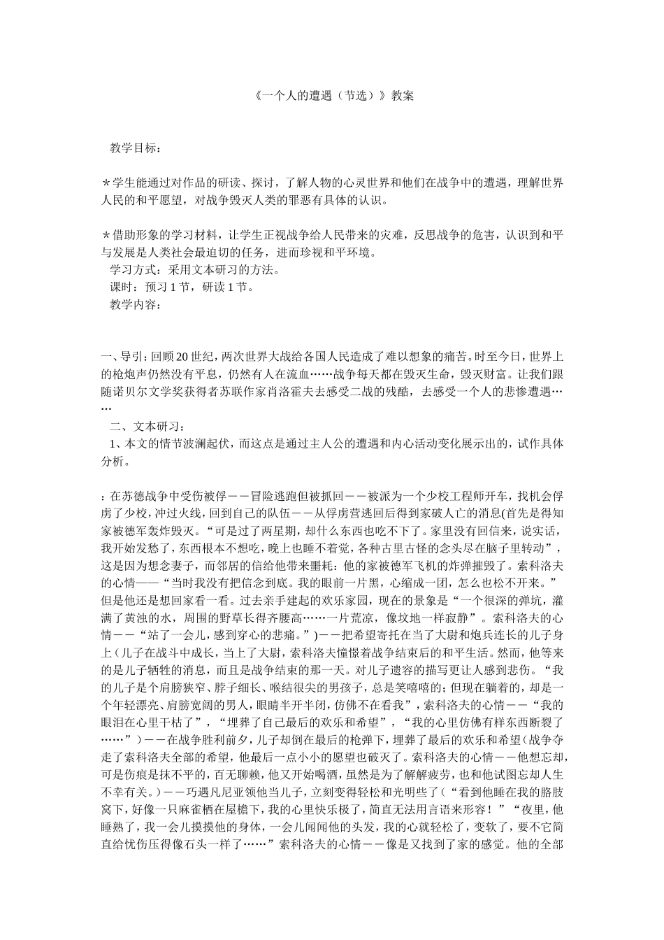 一个人的遭遇_第1页