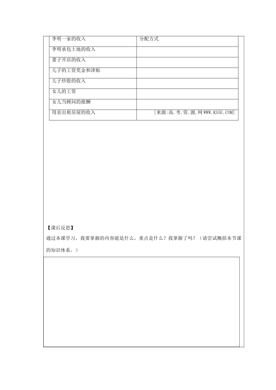 云南省2011届高三政治一轮复习学案：第七课《个人收入的分配》_第3页