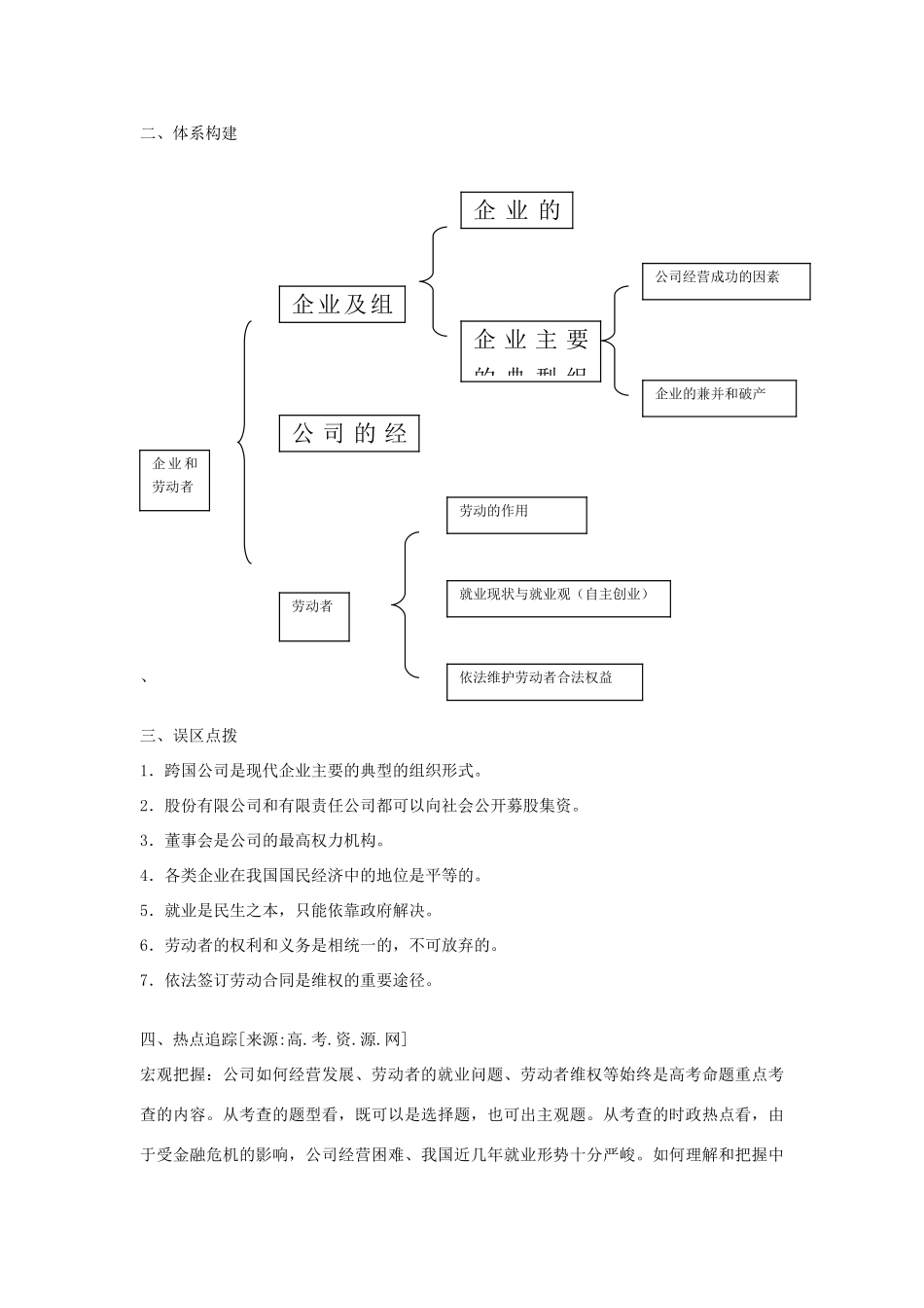 云南省2011届高三政治一轮复习学案：第五课《企业与劳动者》_第3页