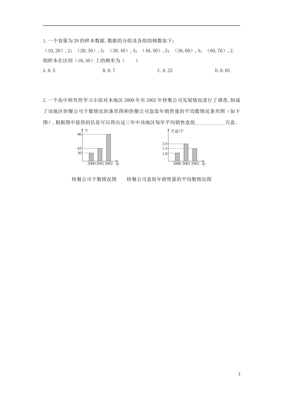 云南省德宏州潞西市芒市中学2014年高中数学 2.2.1 用样本的频率分布估计总体分布导学案 新人教A必修3_第3页