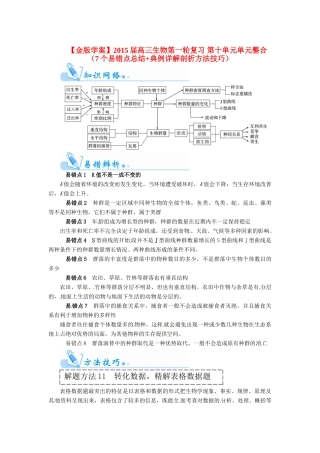 【金版学案】2015届高三生物第一轮复习 第十单元单元整合（7个易错点总结+典例详解剖析方法技巧）