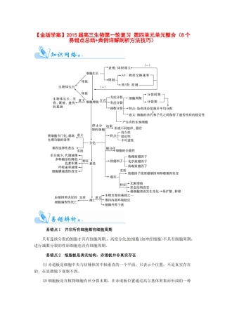 【金版学案】2015届高三生物第一轮复习 第四单元单元整合（8个易错点总结+典例详解剖析方法技巧）