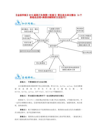 【金版学案】2015届高三生物第一轮复习 第五单元单元整合（6个易错点总结+典例详解剖析方法技巧）