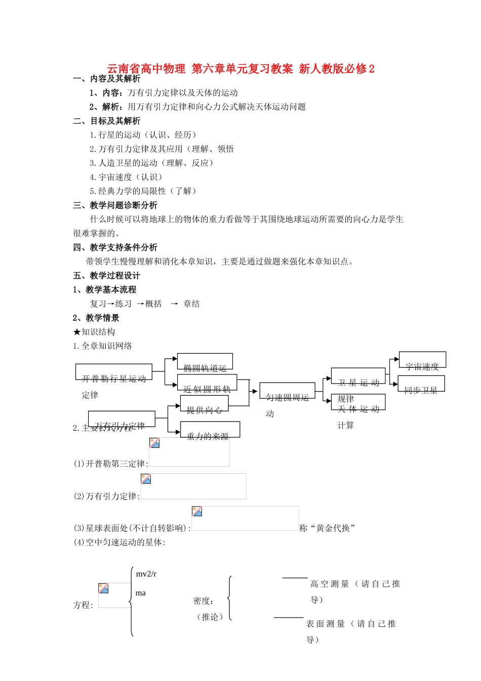 云南省高中物理 第六章单元复习教案 新人教版必修2_第1页