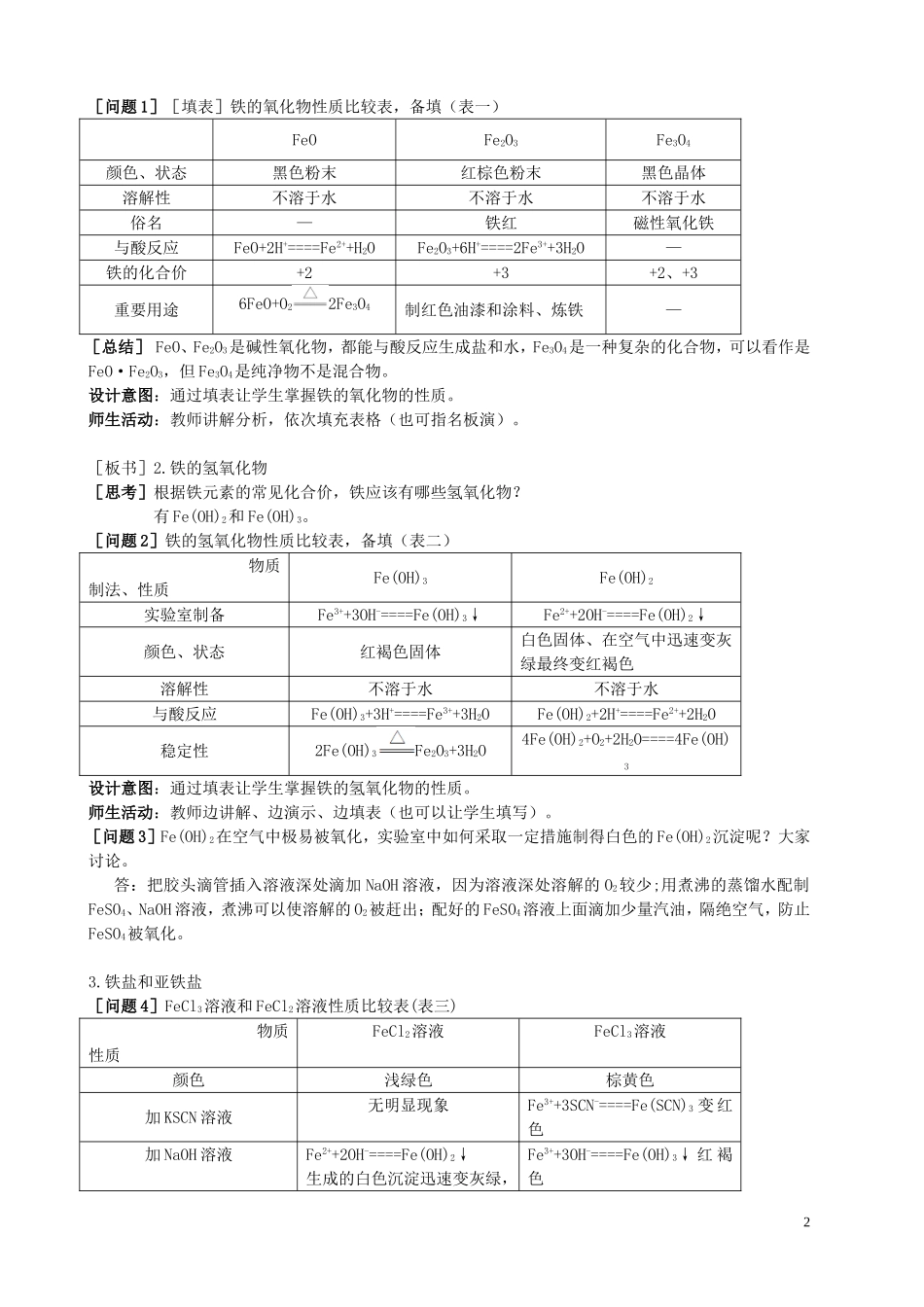 云南省德宏州潞西市芒市中学高考化学一轮复习 3.4 铁的重要化合物教学案_第2页