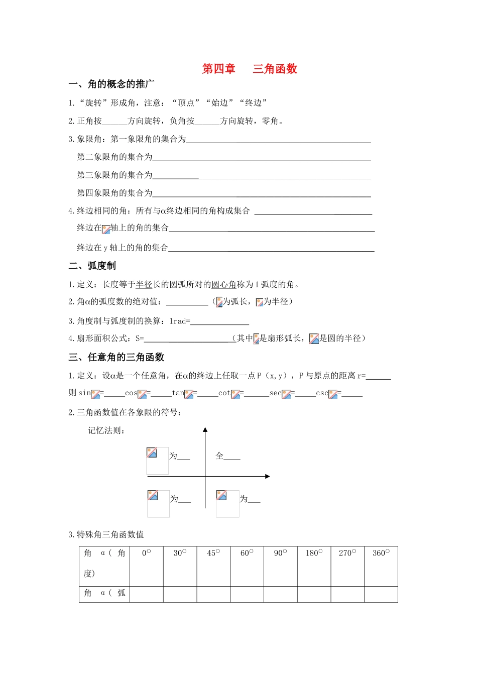 云南省昆明市嵩明一中2010届高三数学基础知识学案：三角函数缺答案全国通用_第1页