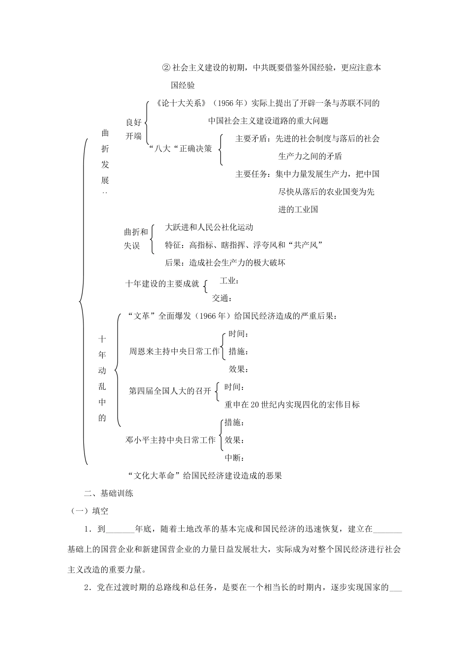 云南省曲靖市麒麟中学2013年高中历史 3-1《社会主义建设在探索中曲折发展》学案 人民版必修2_第2页