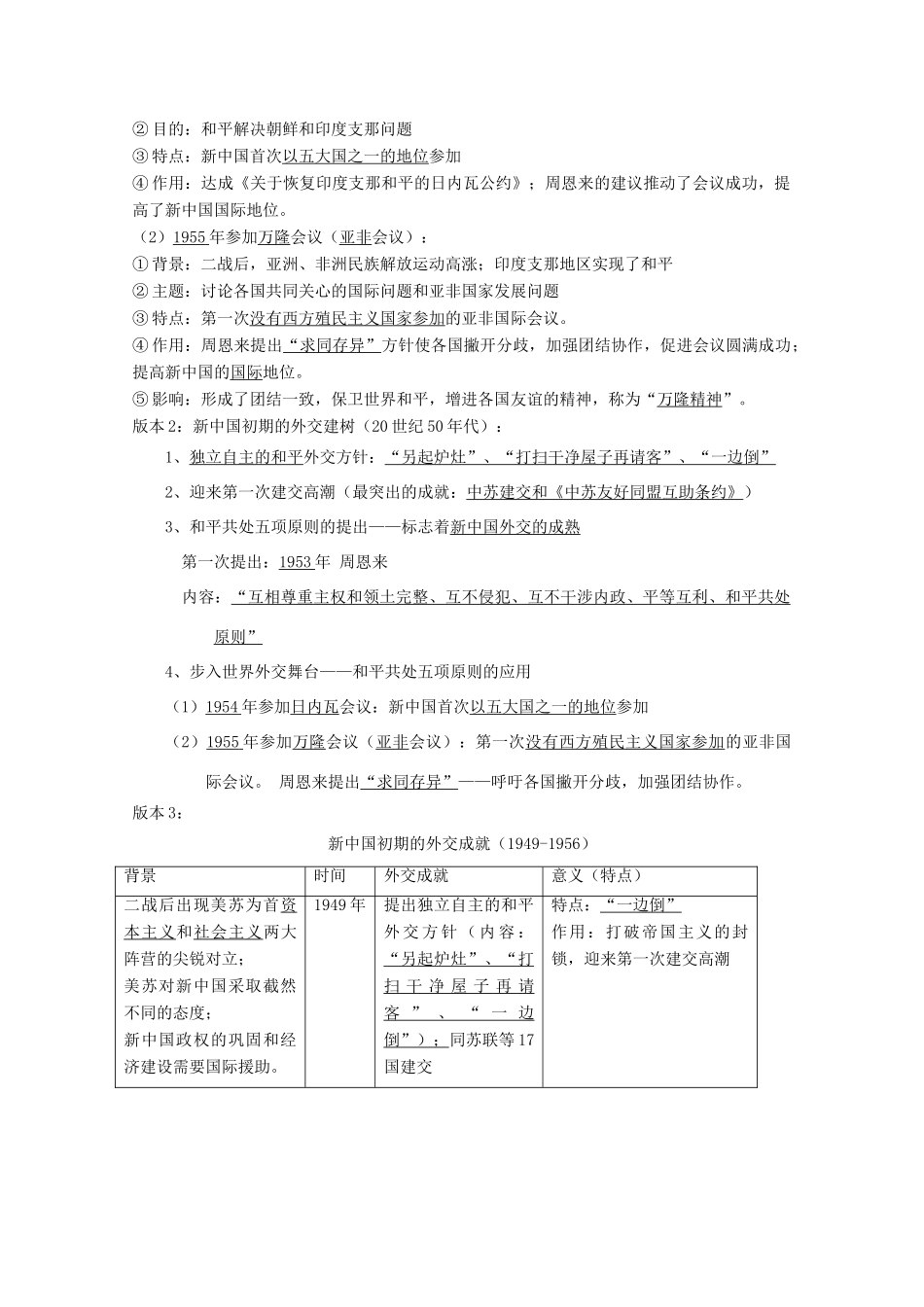 云南省曲靖市麒麟中学2013年高中历史 5.1新中国初期的外交学案 人民版必修1_第2页