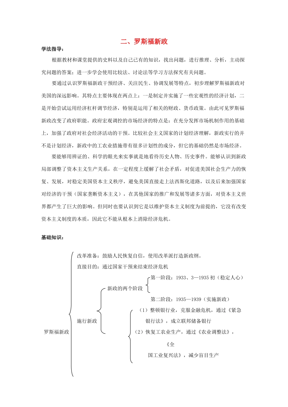 云南省曲靖市麒麟中学2013年高中历史 6-2《罗斯福新政》学案 人民版必修2_第1页
