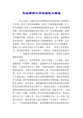 专业律师工作总结范文精选