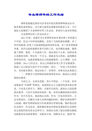 专业律师年终工作总结