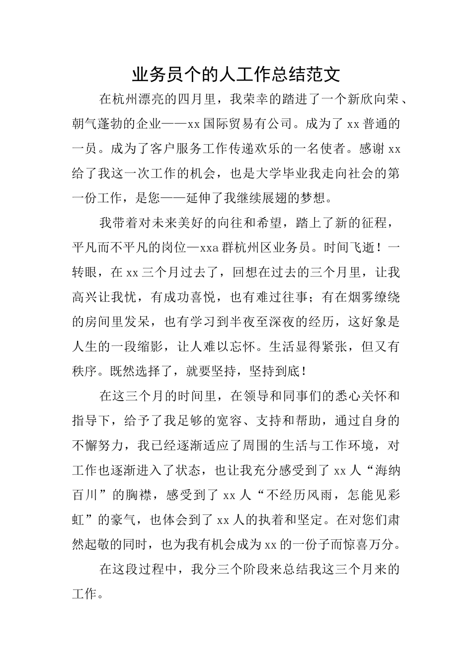 业务员个的人工作总结范文_第1页