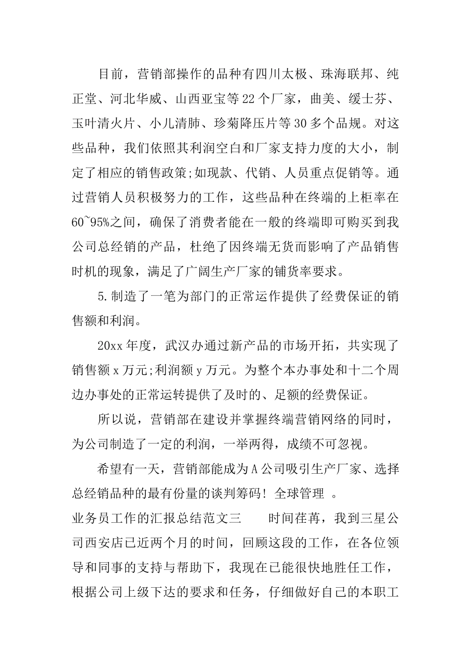 业务员工作的汇报总结_第3页