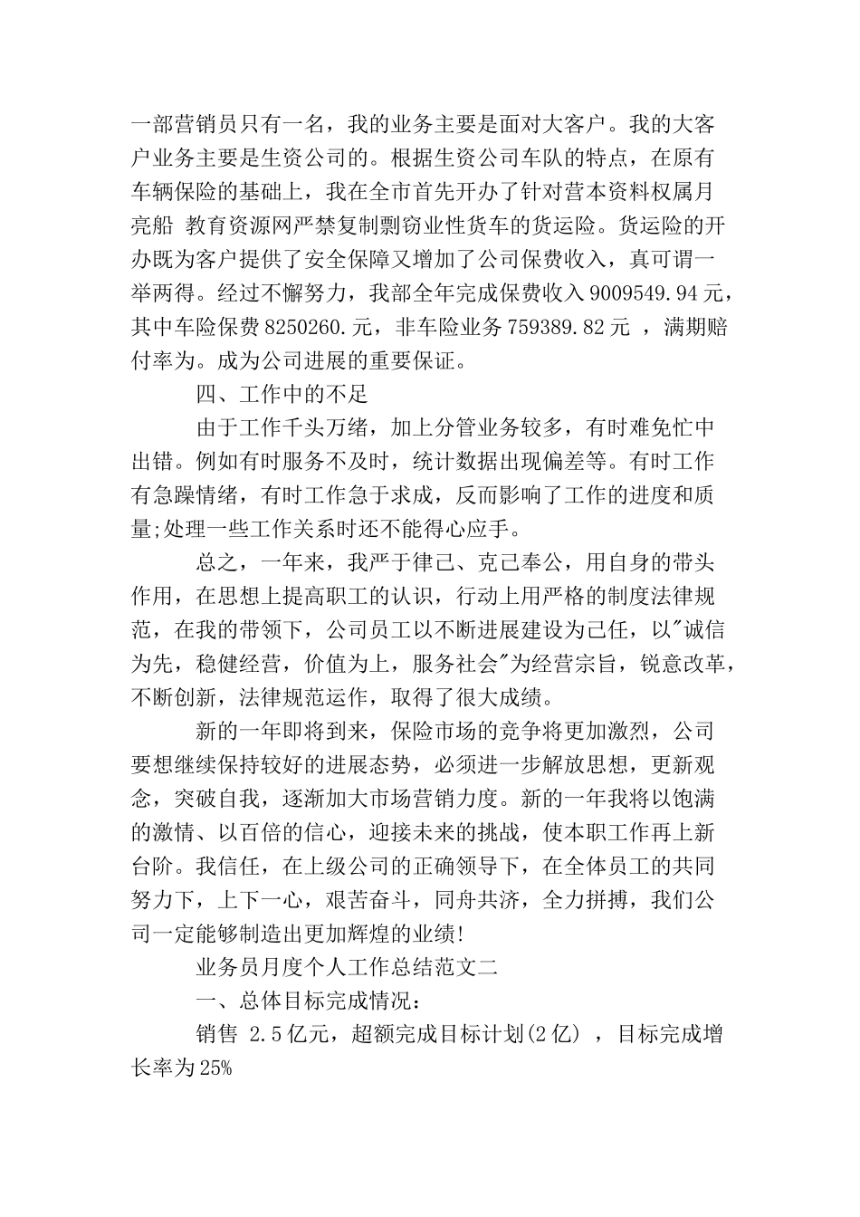 业务员月度个人工作总结_第3页