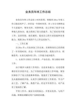 业务员年终工作总结
