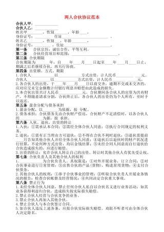 两人合伙协议范本.doc