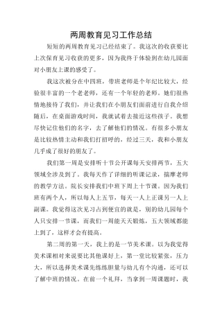 两周教育见习工作总结