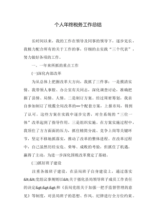 个人年终税务工作总结