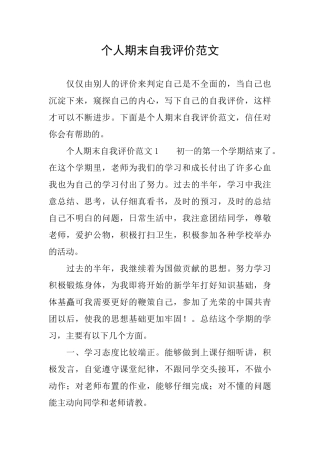个人期末自我评价范文