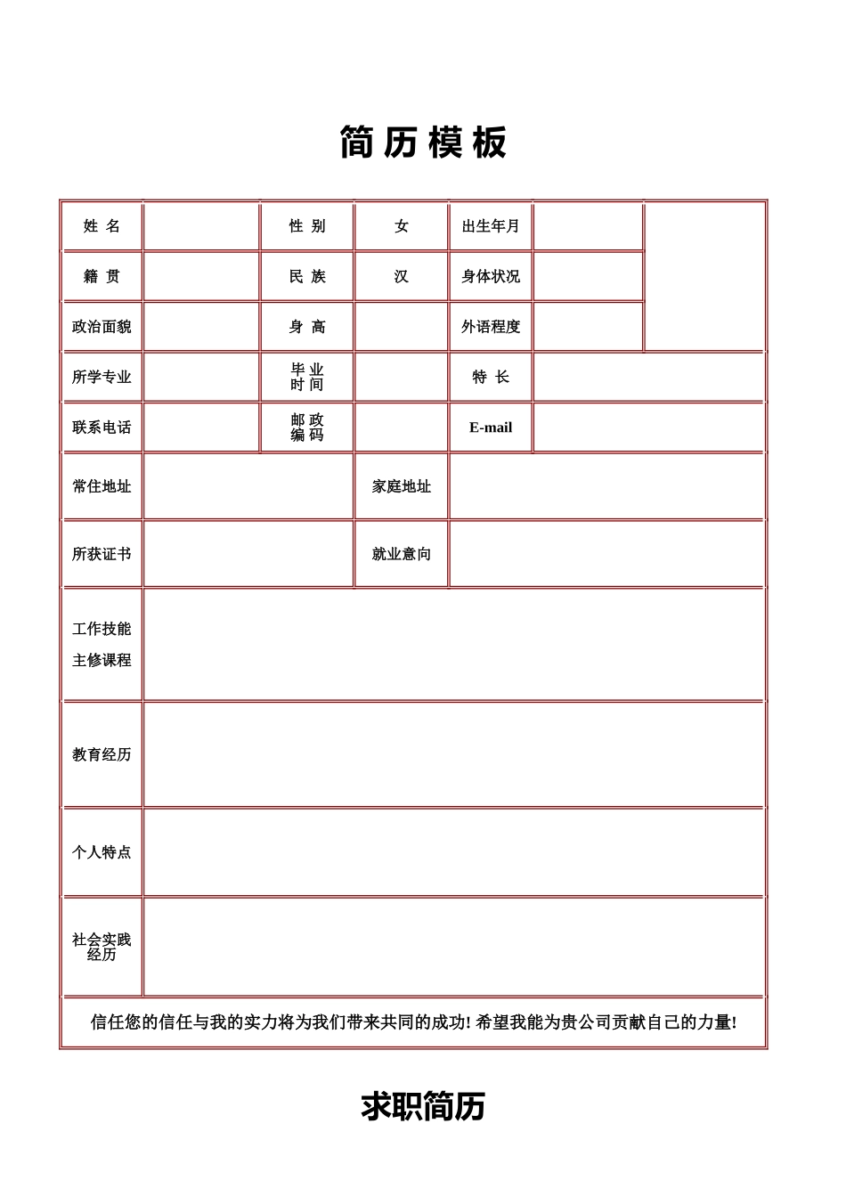 个人求职简历模板大全_第2页