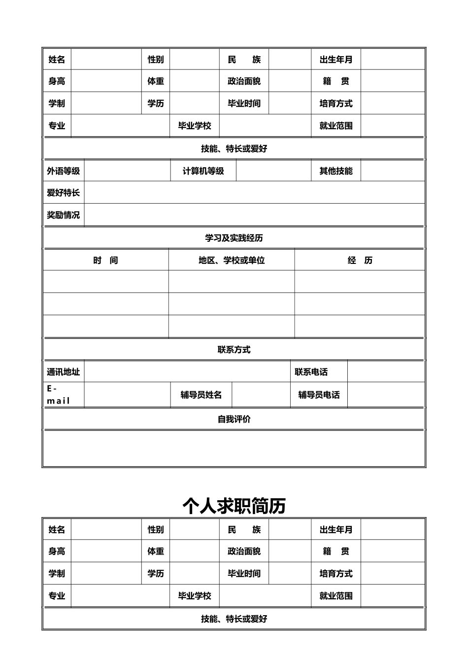 个人求职简历模板大全_第3页