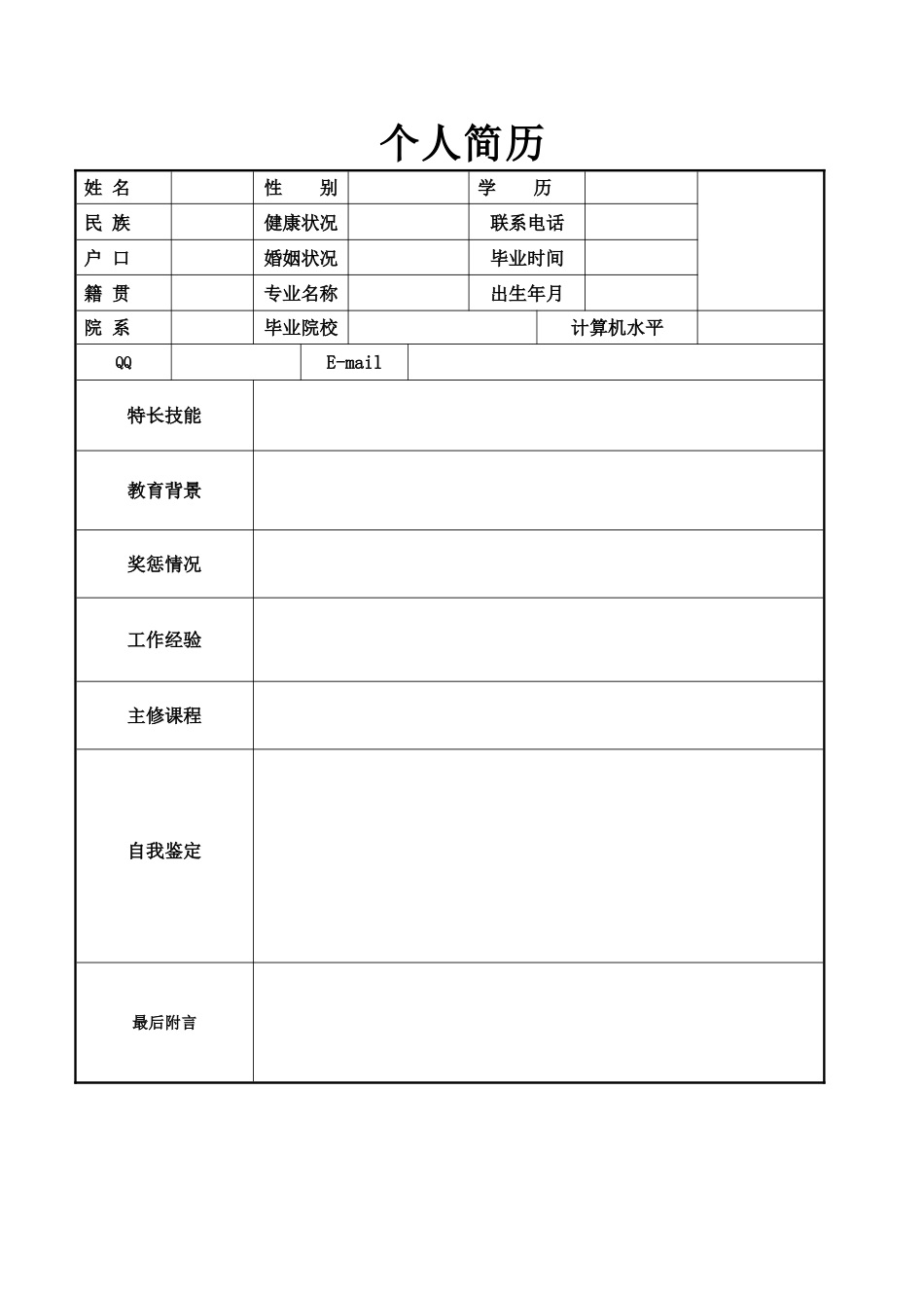 个人简历——简洁免费下载_第1页