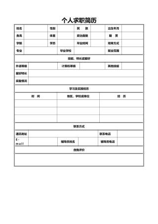 个人简历模板大全——