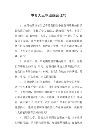 中专大三毕业感言佳句