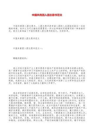 中国共青团入团志愿书范文