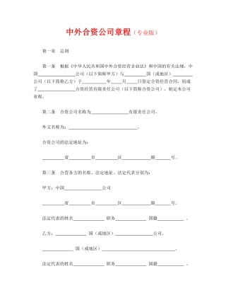 中外合资公司章程(专业版)