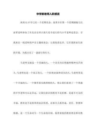 中学新教师入职感言